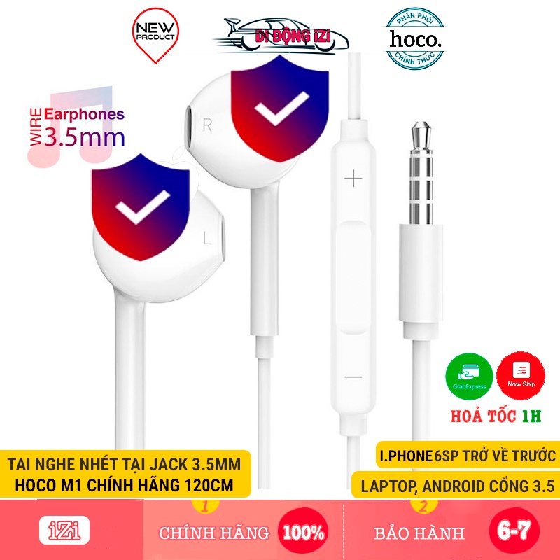 Tai Nghe Nhét Tai 3.5mm Hoco M1 - Tai Nghe Có Mic Và Nút Chỉnh Volume Cho iP, Samsung, Android [CHÍNH HÃNG]