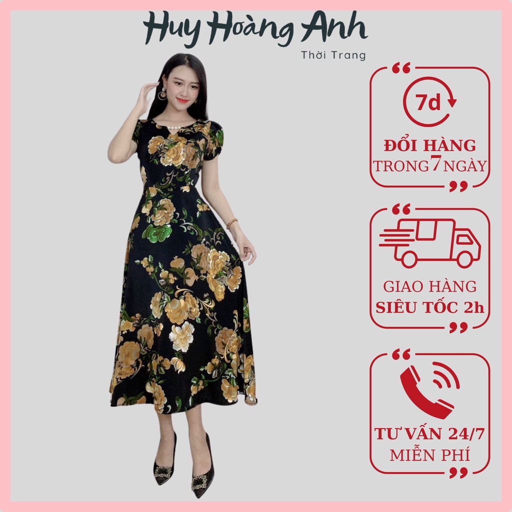 Đầm Trung Niên Sang Trọng Cao Cấp Đẹp Huy Hoàng Anh,Váy Nữ Cho Mẹ Lụa Dự Tiệc Công Sở Trên 30,40 Tuổi Qua Gối Xòe SV | BigBuy360 - bigbuy360.vn