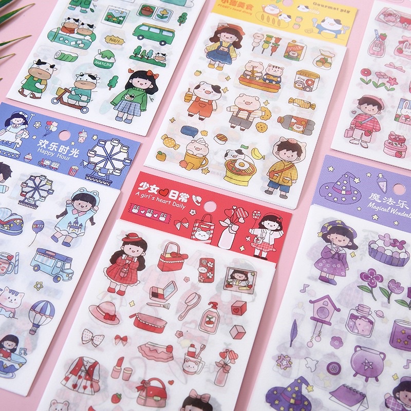 set sticker trang trí chai lọ, bình nứơc vật dụng linh tinh ……