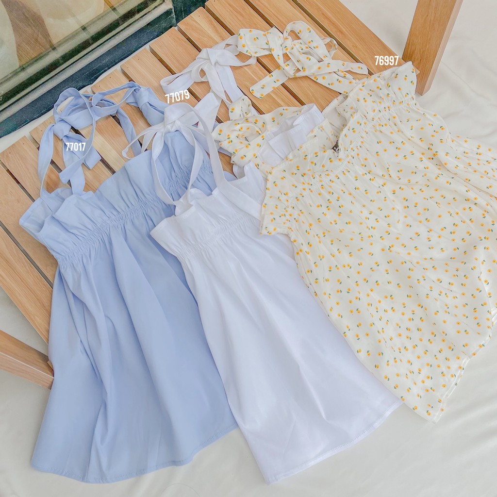 Áo hai dây thắt nơ nữ tính nhiều màu ulzzang có thể chỉnh được dây - Made by Toneontone TOT
