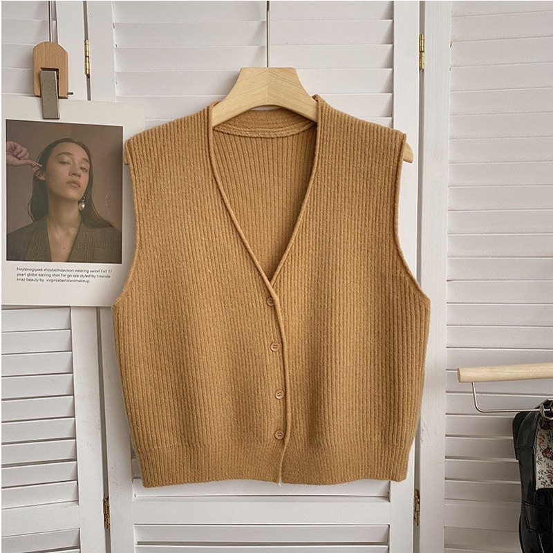 Áo Cardigan Dệt Kim Cổ Chữ V Màu Trơn Phong Cách Hàn Quốc Thời Trang Mùa Thu Mới Cho Nữ