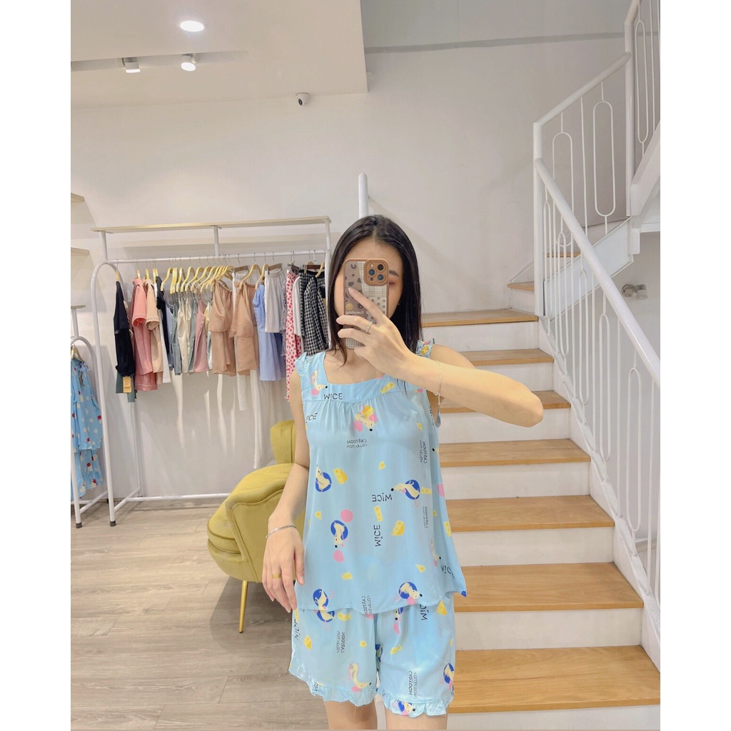 Bộ ngủ cánh tiên vải lanh mát quần đùi