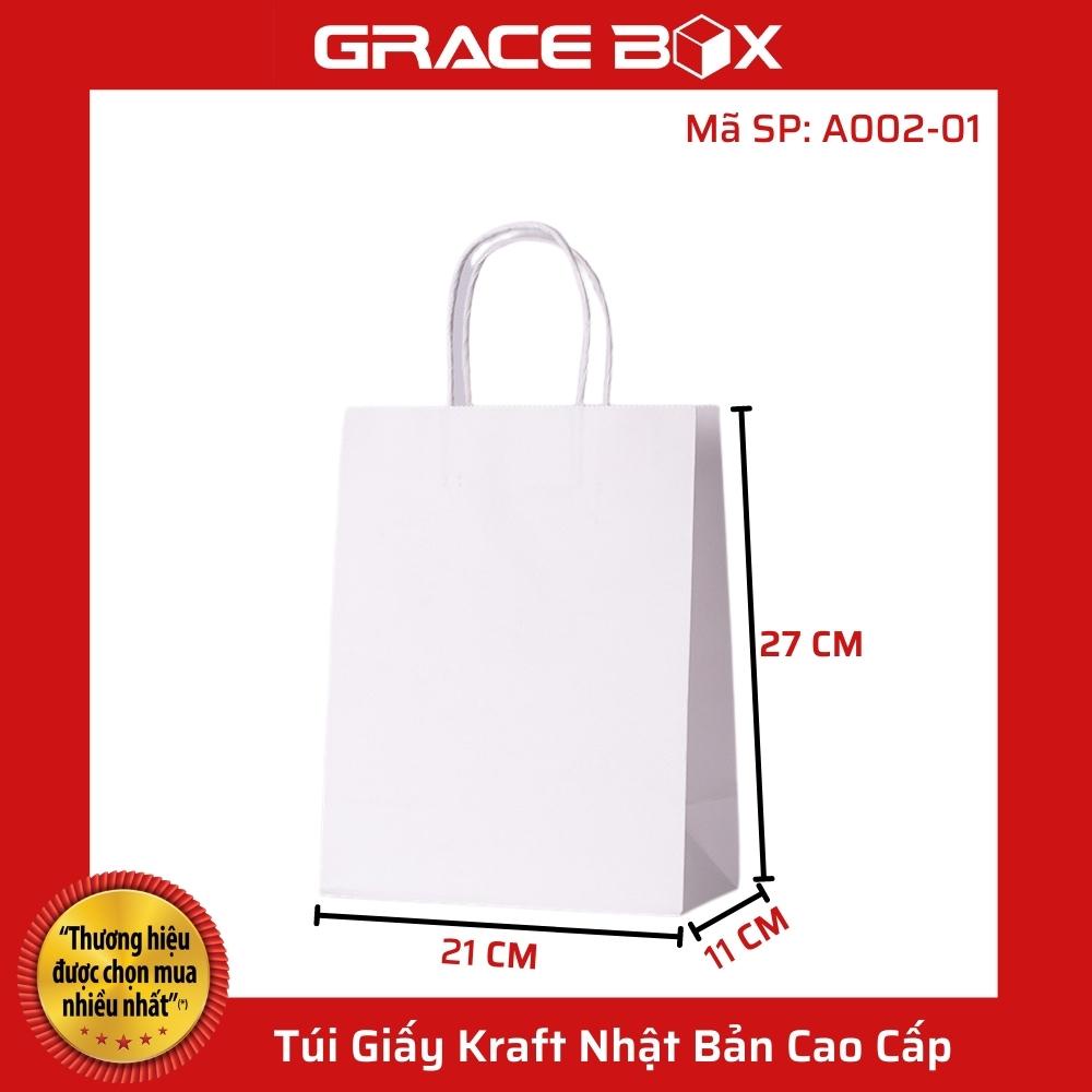 {Giá Sỉ} Túi Giấy Kraft Nhật Cao Cấp - Size 21 x 11 x 27 cm - Màu Trắng - Siêu Thị Bao Bì Grace Box