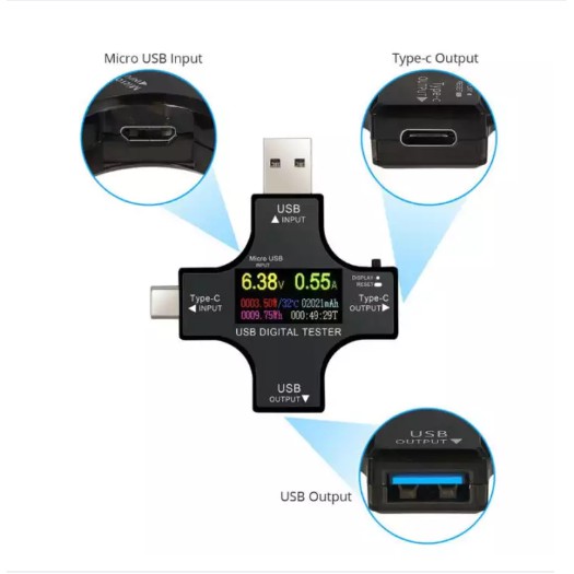 Thiết bị đo dòng, điện áp USB Tester Juwei J7-C Cổng USB,Type C, màn hình màu