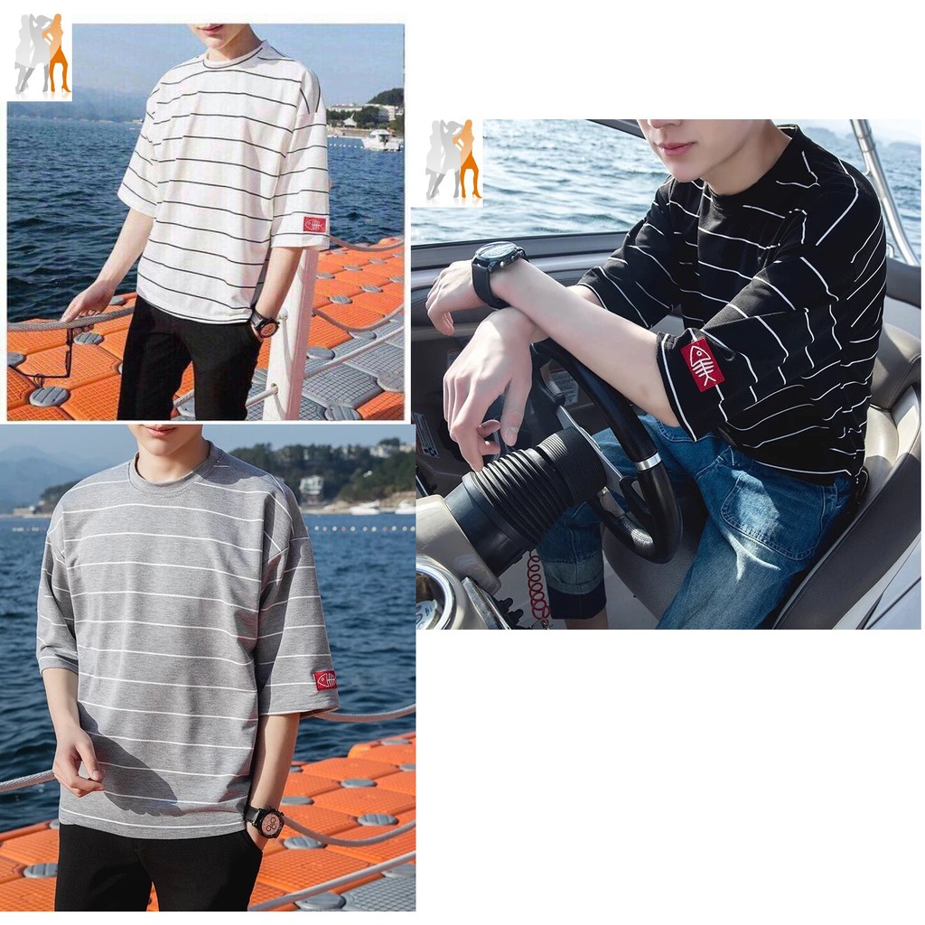 Áo thun nam form rộng tay lỡ xọc ngang - Trùm Chuyên Sỉ Thời Trang