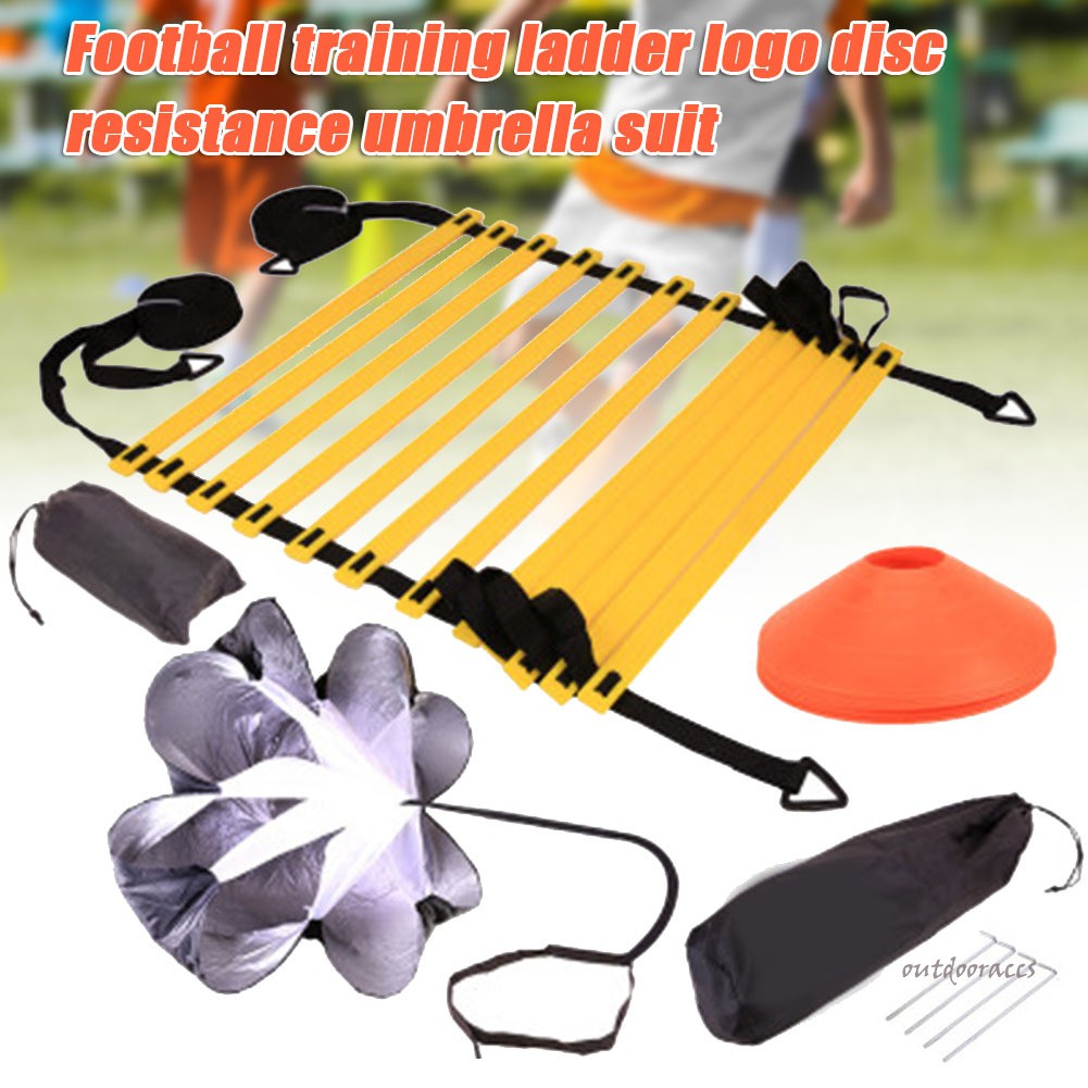 Agility Ladder Kit Football  Speed Training Equipment with Resistance Umbrella Cones Stakes