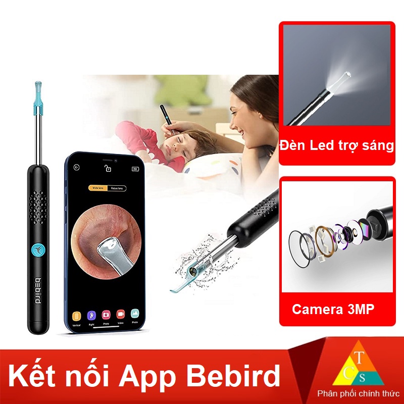 Cây ráy tai Youpin Bebird R1/R1+ có camera mini  HD 3 MP tích hợp LED trợ sáng