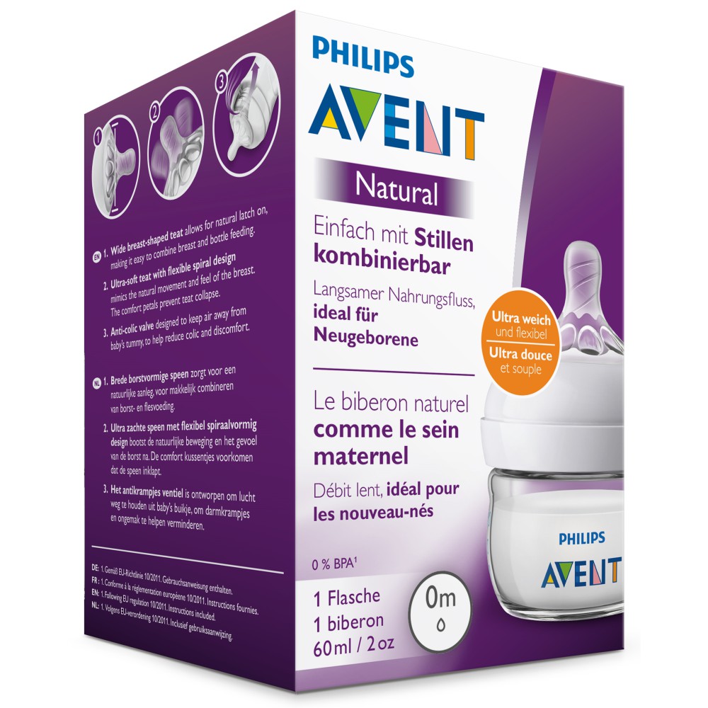 Bình sữa mô phỏng tự nhiên Philips Avent SCF039/17 ( 60ml) cho bé từ 0 tháng tuổi