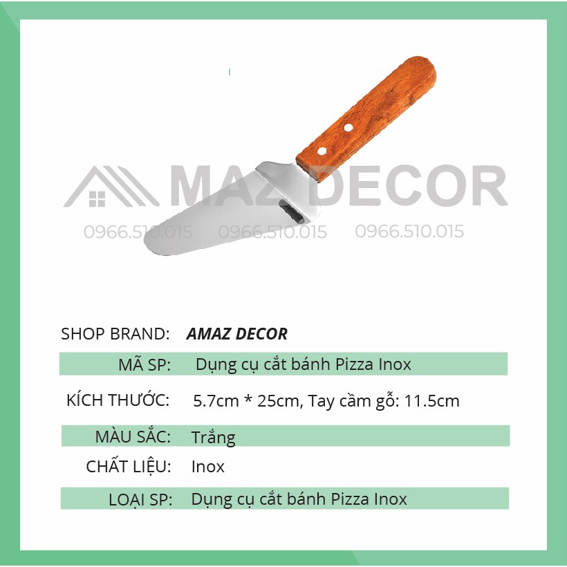 Xẻng Xúc Bánh Pizza Bằng Thép Không Gỉ Cán Gỗ - Xẻng Xúc Pizza - Xúc Bánh Tam Giác- Xúc Bánh Gato