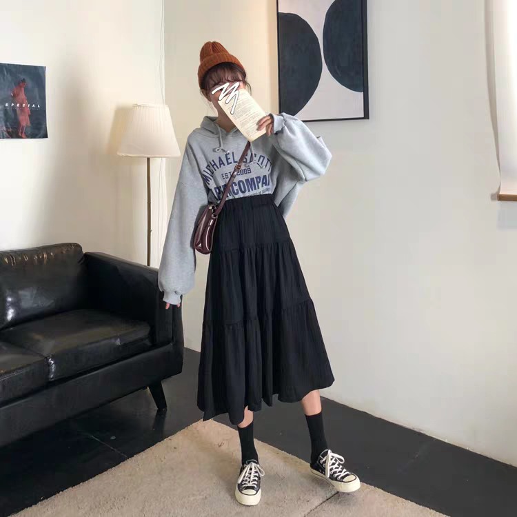 CHÂN VÁY 3 TẦNG ULLZANG XẾP LY MÀU TRẮNG ĐEN CHẤT THÔ MỀM HAI LỚP | BigBuy360 - bigbuy360.vn