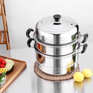 [3 Trong 1] Nồi Hấp Inox 28cm Đa Năng kích thước phù hợp với bất kỳ món ngon của bạn