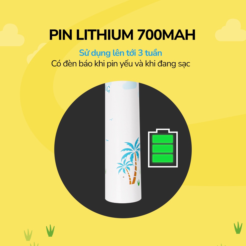 Bàn chải đánh răng điện cho bé LocknLock ENR226WHT 1.5W - Hàng chính hãng, khả năng chống nước và chống trượt - JoyMall