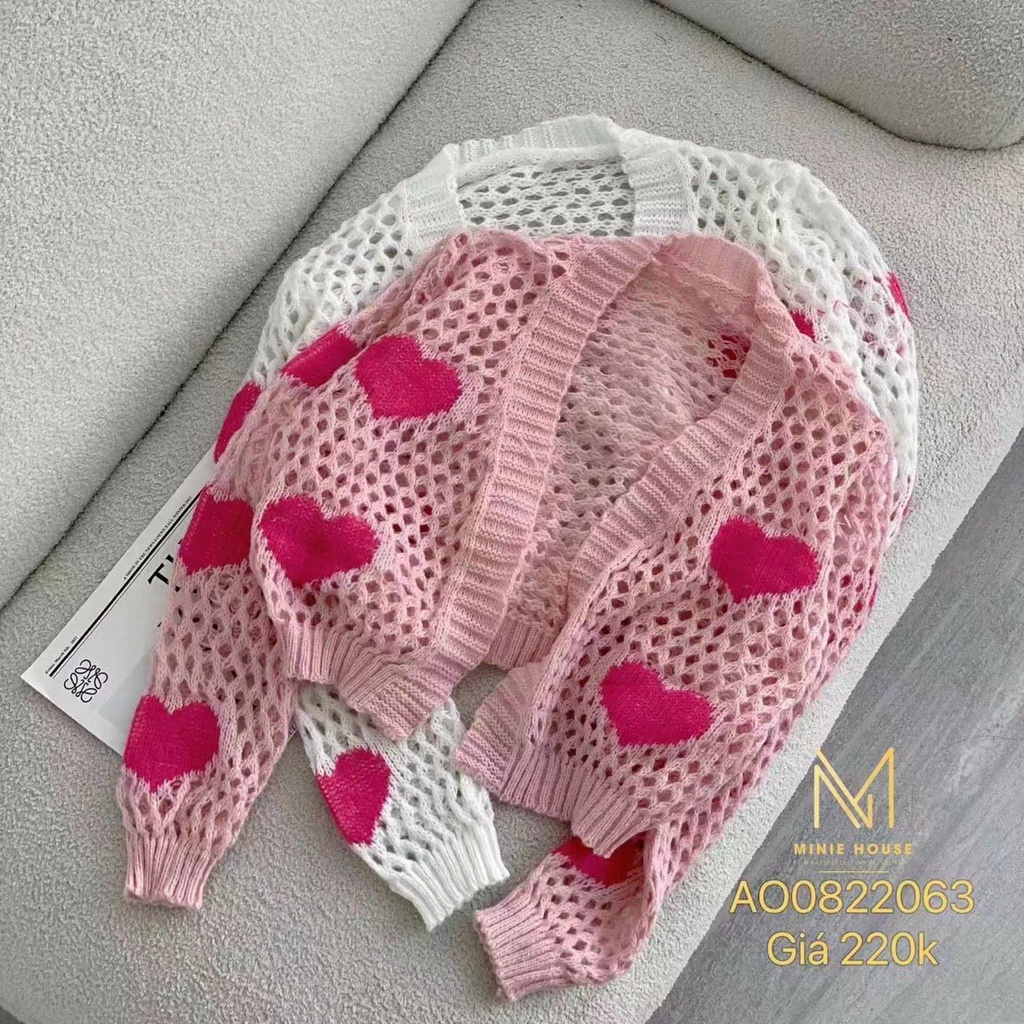 Áo Khoác Cardigan Len, Áo Len Tim Lưới Nữ Tiểu Thư - Lên Phom Nhẹ Nhàng, Sang Trọng