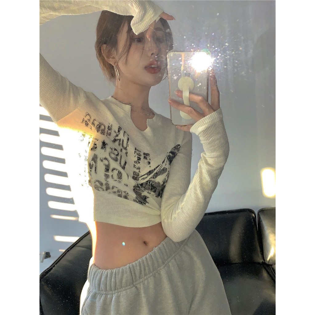 Áo Kiểu Tay Dài Dáng Ngắn Thời Trang Mùa Xuân Dành Cho Nữ