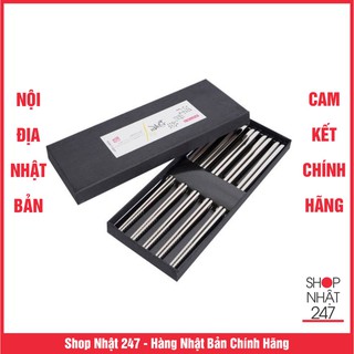 Bộ 5 đôi đũa inox đặc ruột cao cấp Nội địa Nhật Bản