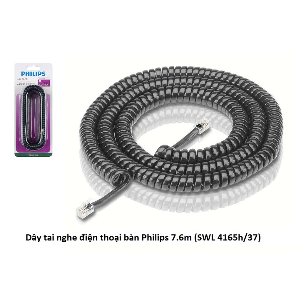 DÂY ĐIỆN THOẠI BÀN PHILIPS 7.6M SWL 4165H/37 DÂY DẸP