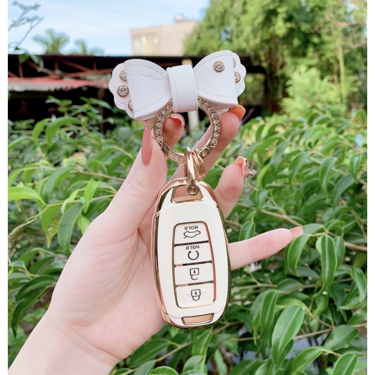 Bao Đựng Chìa Khóa silicon Mạ Bạc Cho Hyundai Accent 2021-2022 Accent 4 Nút