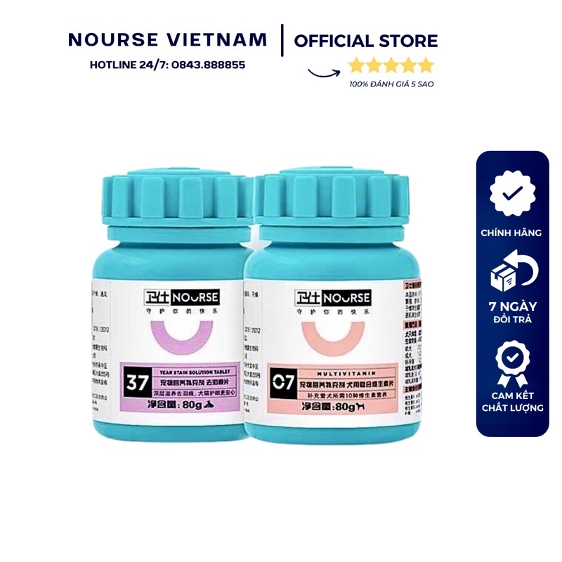 Combo Nourse 07+37 bổ sung vitamin, bổ mắt, ngừa chảy nước mắt và đổ ghèn cho chó