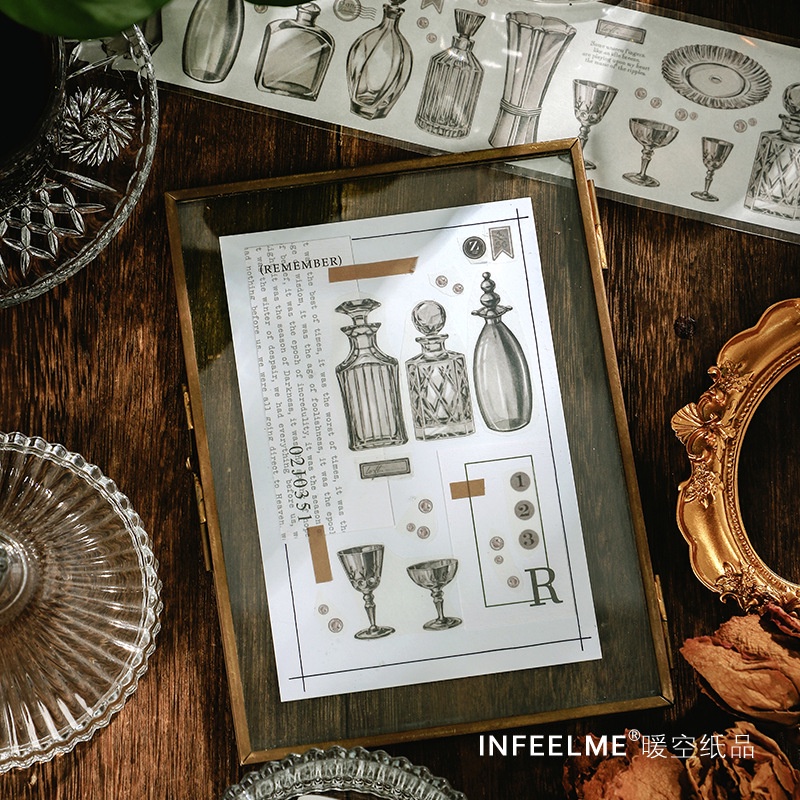 Sticker hoa lá mùa xuân trang trí sổ đa phong cách vintage hiện đại, hình dán sticker cute