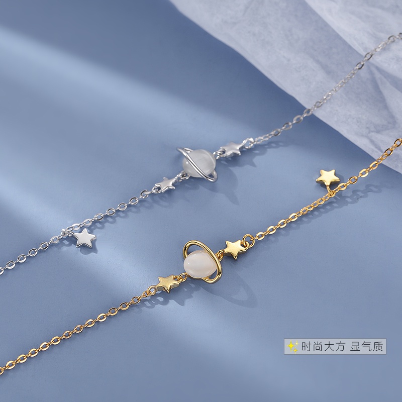 Vòng tay nữ Moonstone aurora planet mùa hè thiết kế ngôi sao đồ trang sức thủ công đơn giản quà tặngcho các cô gá