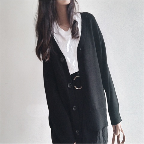 Áo khoác cardigan dệt kim dáng rộng thiết kế thời trang thu đông