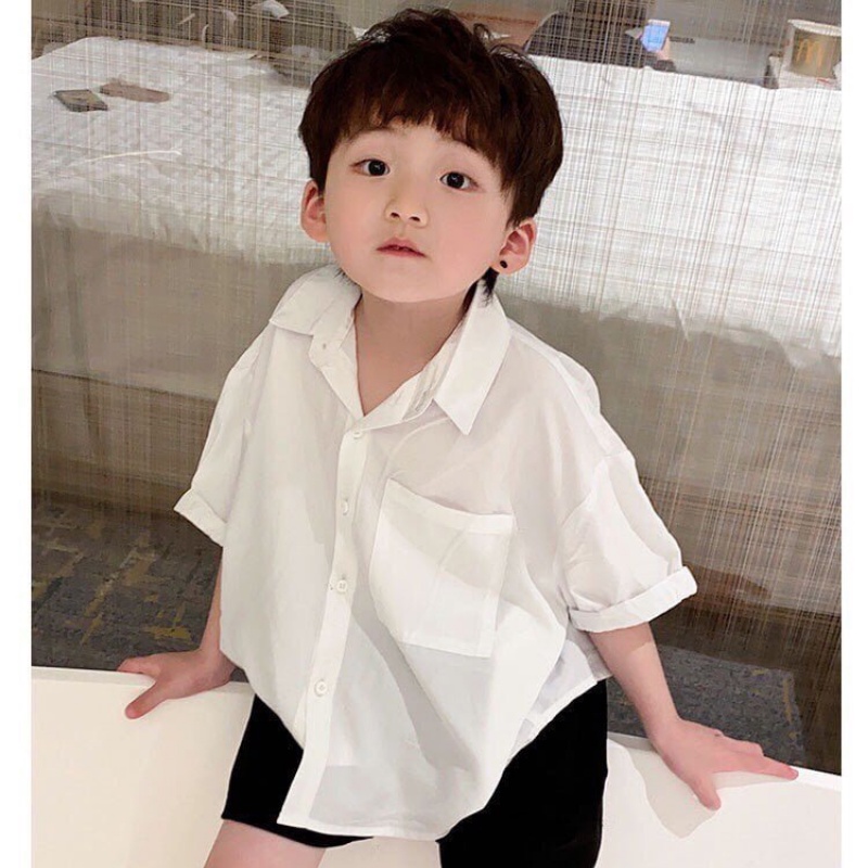 Sét sơ mi trắng quần đen cho bé trai chuẩn soái ca với chất liệu cao cấp mềm mịn, thấm hút mồ hôi cực đỉnh Xu Xu KIds