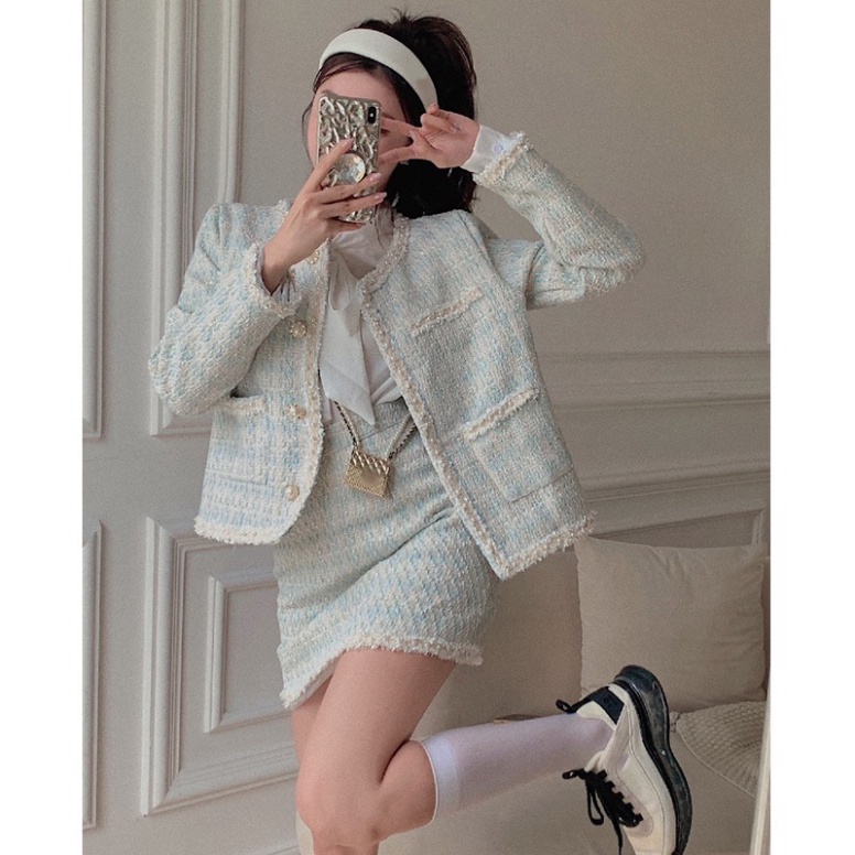 Set dạ tweed siêu xinh phong cách tiểu thư hàng Quảng Châu cao cấp _ Hàng ORDER có ẢNH THẬT | BigBuy360 - bigbuy360.vn
