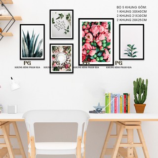 [Free Rửa Ảnh] Bộ Khung Hình Treo Tường Hoa Mẫu Đơn Và Lá Tặng Kèm Sơ Đồ Treo, Đinh Treo Tranh - Khung Hình Phạm Gia PGC
