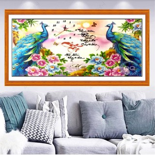 Tranh đính đá cha mẹ đồng hồ, kích thước 90x55cm