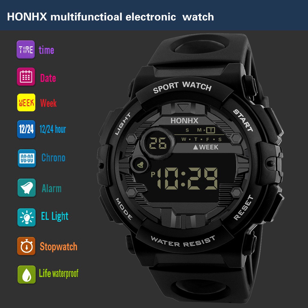 Đồng hồ thể thao nam nữ Honhx HX01 điện tử, dây cao su cực bền, full chức năng, có đèn led xem giờ ban đêm
