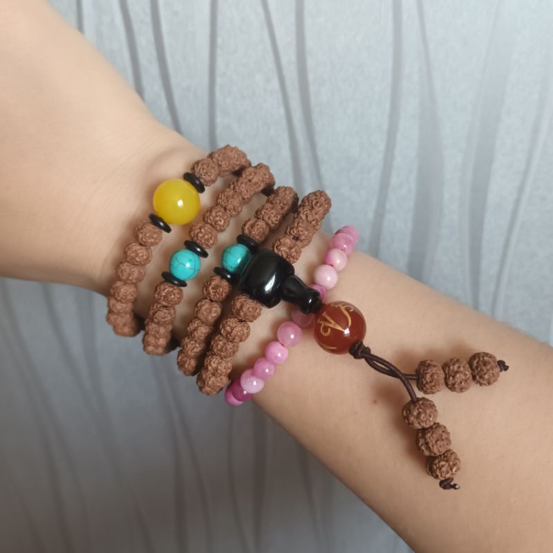 Chuỗi vòng tay 108 hạt kim cang nepal nhà Phật bình an may mắn