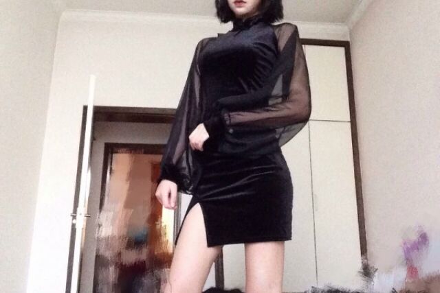 ORDER 7-10n _ Sườn xám nhung đen tay voan (có ảnh thật) | BigBuy360 - bigbuy360.vn