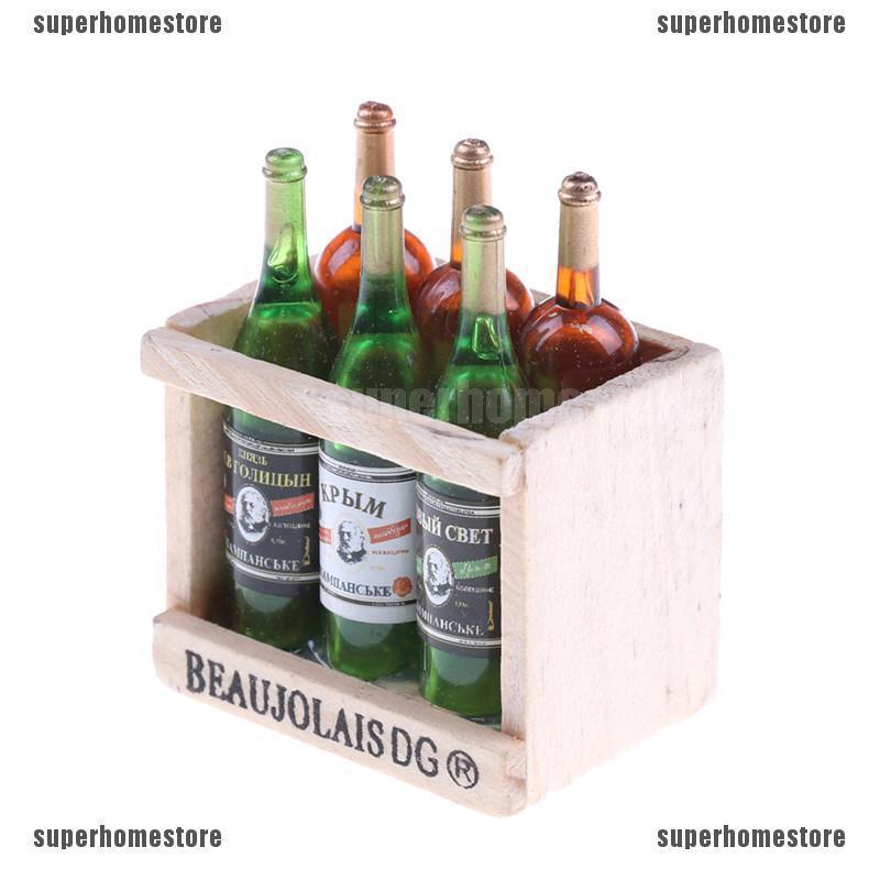 Bộ 6 Chai Rượu Mini Trang Trí Nhà Búp Bê