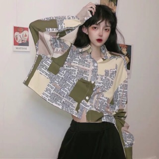 Sơ mi loang chữ ulzzang cá tính