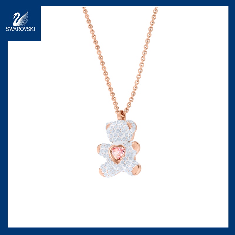 Vòng cổ Mặt Gấu Bông Mạ Vàng Hồng Swarovski Kèm Hộp Quà Tinh Tế