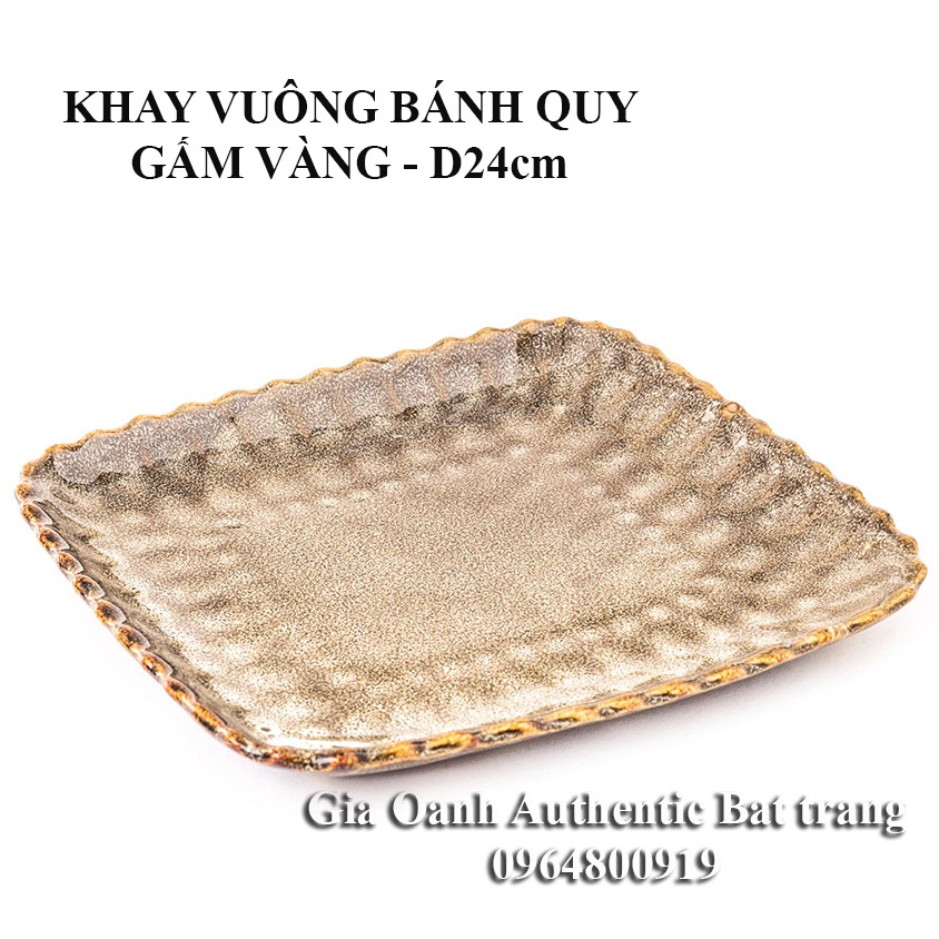 Khay, đĩa ăn VUÔNG men GẤM VÀNG hỏa biến cao cấp - xưởng gốm sứ gia oanh authentic bat trang - chuyên bát đĩa nhà hàng