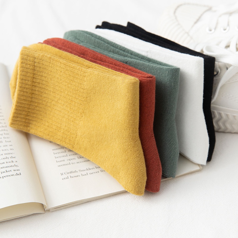 Vớ cotton thêu họa tiết đơn giản phong cách Hàn Quốc mới