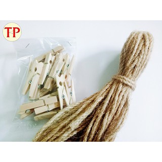 Dây thừng và kẹp giấy trang trí ảnh (Combo 10 kẹp + 2 mét dây)
