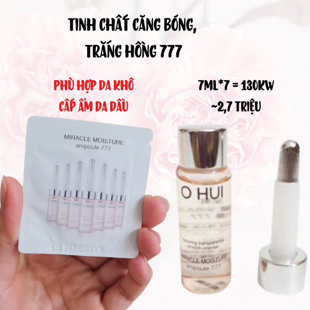 (Hàng Auth, Date 2024) Tinh chất siêu dưỡng ẩm, căng bóng 777 Ohui miracle moisture ampoule 777