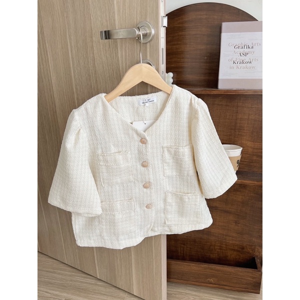 Áo dạ tweed tay cộc