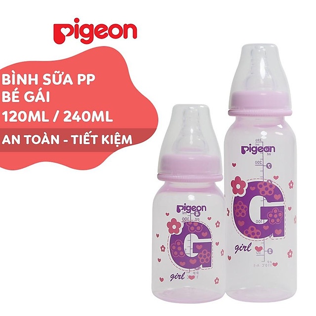 Bình sữa cổ hẹp PP cao cấp Pigeon 120ml