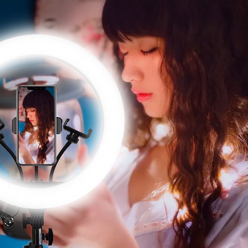 Đèn LIVESTREAM FULLBOX LOẠI 1 Đủ Size 16cm 26cm 30cm 33cm 36cm 3 Kẹp Hỗ trợ Chụp ảnh bán hàng makeup quay clip
