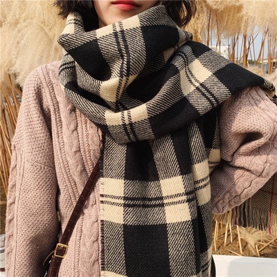 Khăn choàng cổ NZN hai mặt họa tiết kẻ sọc thời trang mùa đông cho nữ