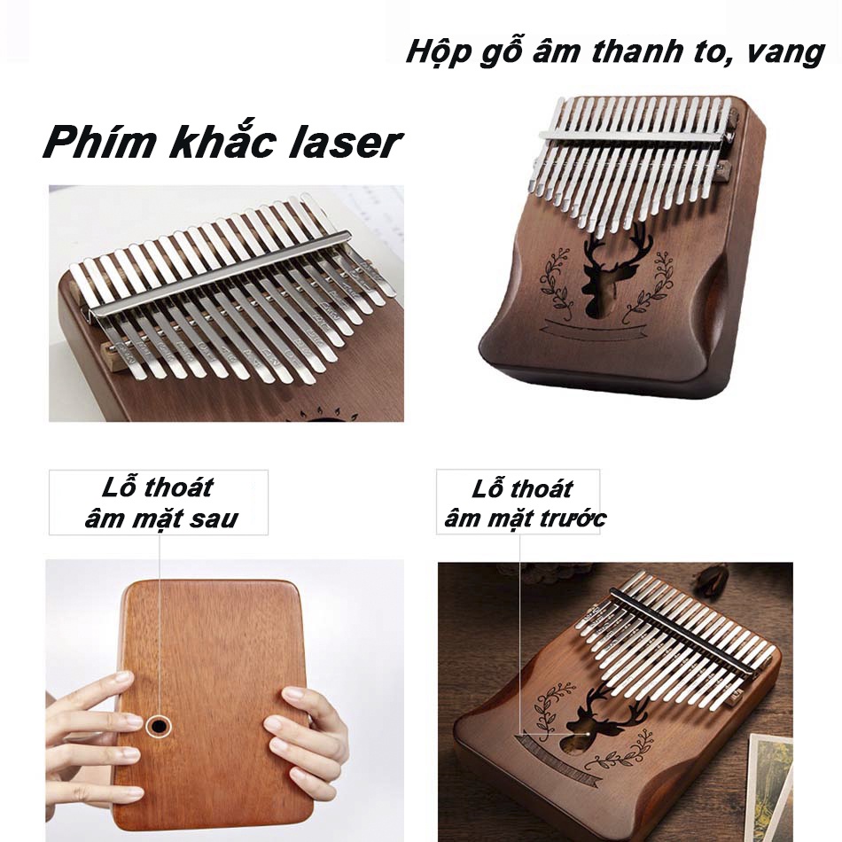 Đàn Kalimba 17 Phím, Kalimba 21 Phím, Kalimba trong suốt, kalimba giá rẻ Hãng Anca - Full Phụ Kiện