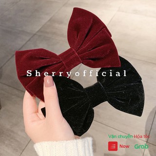 Kẹp Tóc Phối Nơ Lụa Bản To Vải Satin Cao Cấp Kẹp Tóc Nơ Hàn Quốc YS4 - Sherry Store