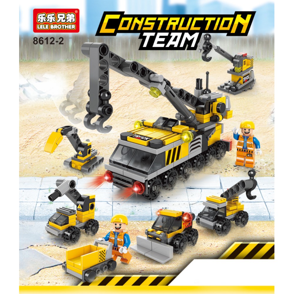 Bộ đồ chơi lắp ráp xe công trình xe cứu hoả xe hải quân kiểu Lego 6in1 (6 cách ráp trong 1 hộp) an toàn sắc nét cho bé