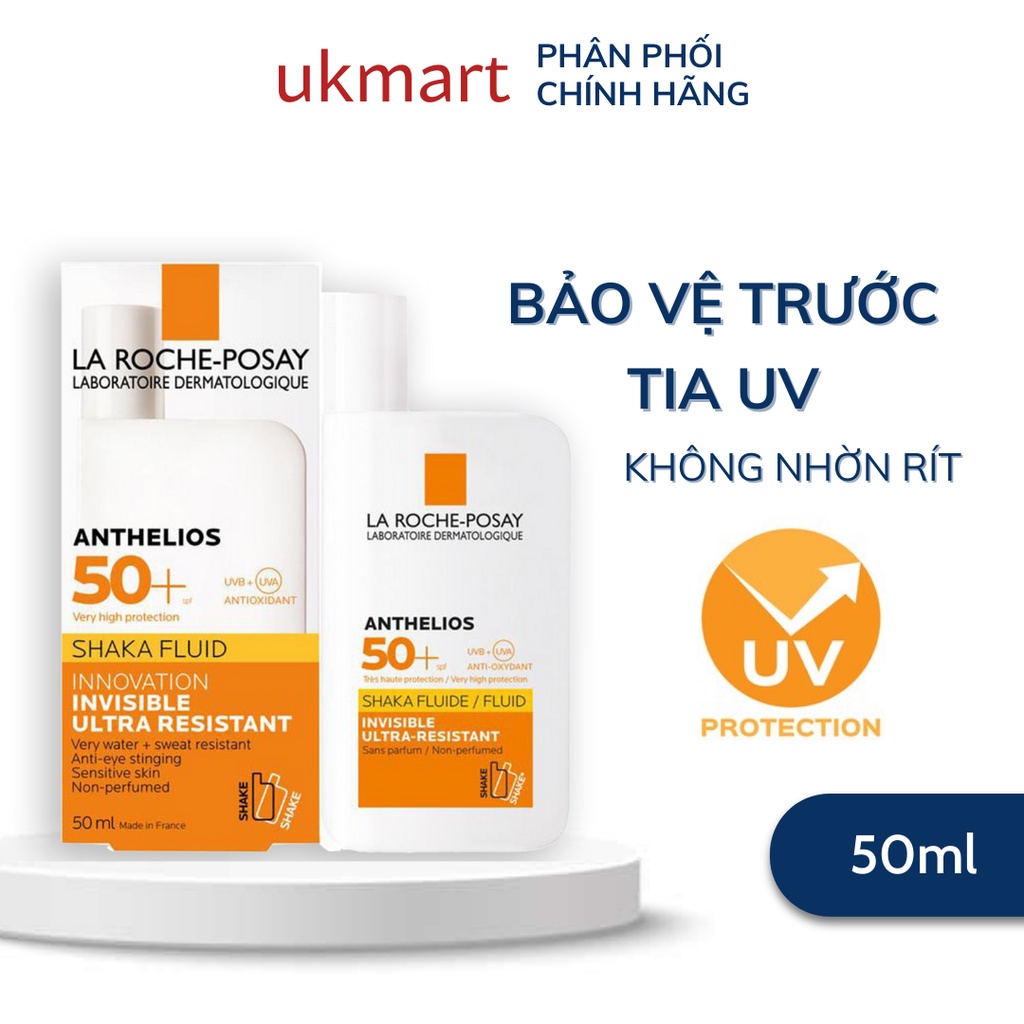 Kem chống nắng dạng sữa lỏng nhẹ không nhờn rít La Roche-Posay Anthelios Invisible Fluid SPF 50+ 50ml