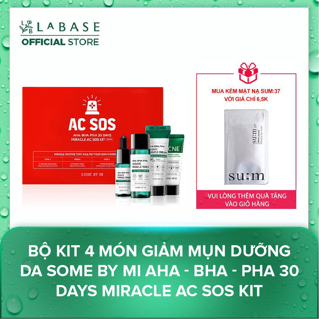 Bộ Kit 4 món giảm mụn dưỡng da Some By Mi AHA - BHA - PHA 30 Days Miracle AC SOS Kit - Hàng Nhập Khẩu