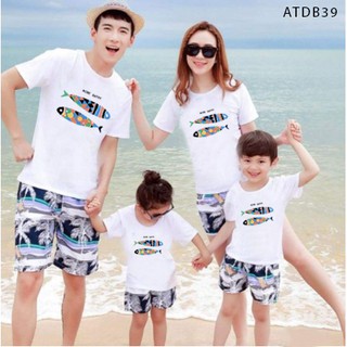 ÁO THUN ĐI BIỂN CHO GIA ĐÌNH IN HÌNH CON CÁ BẢY MÀU ĐỦ MÀU ĐỦ SIZE