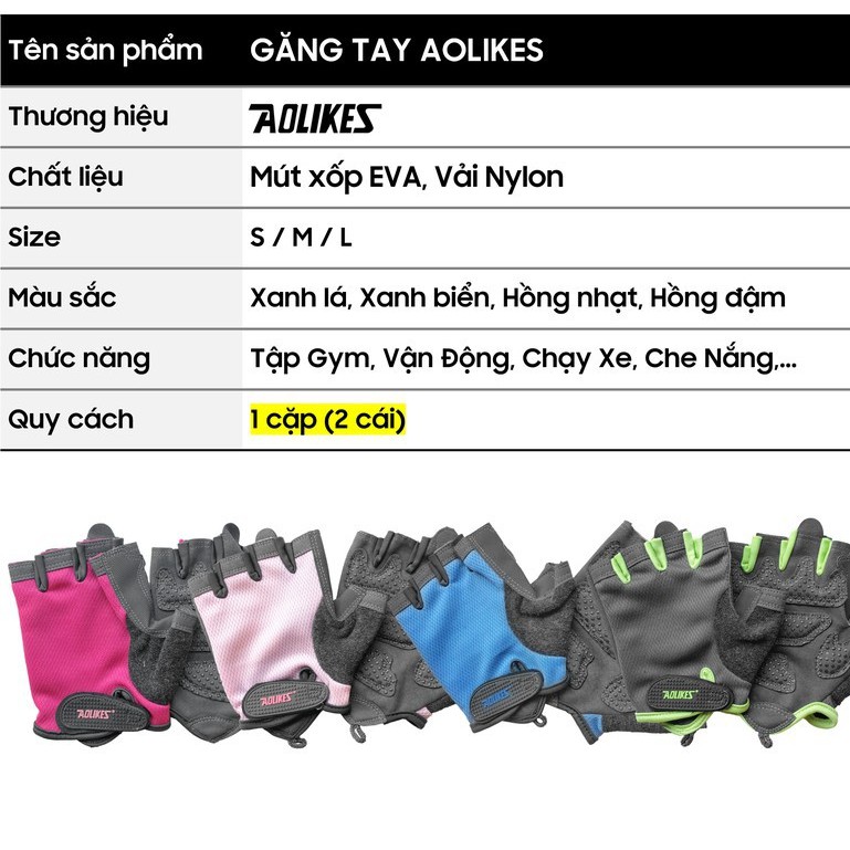 Găng Tay Aolikes A-112 | Găng Tay Tập Gym Thể Thao Nam Nữ Cao Cấp Chính Hãng